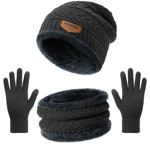 Knit Beanie Hat and Neck Warmer Set