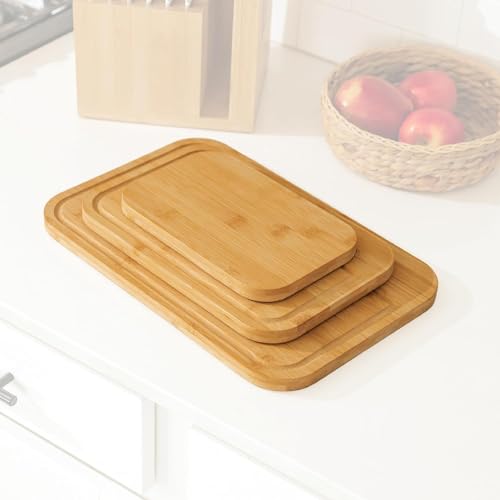 3 Piece Bamboo Cutting Board Set