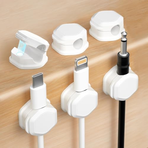 6 Pack Cord Organizer Clips for Desk & Nightstand