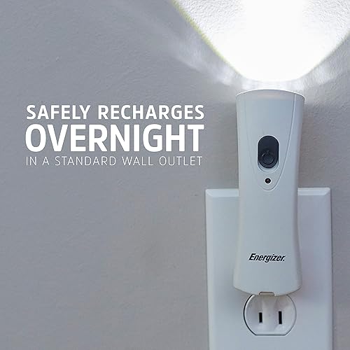 Energizer LED Rechargeable Plug-in Flashlights, Weatheready Emergency Flashlight for Hurricane Supplies and Survival Kits, Flash Light with Convenient Plug-in Design,White, 6 count (Pack of 1)