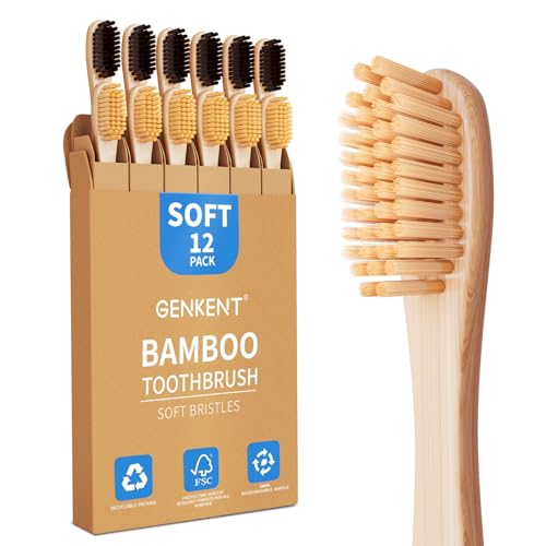 12 Pack Soft Bristle Bamboo Charcoal Toothbrushes