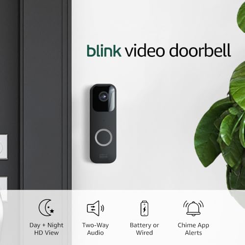 Blink Video Doorbell | Two-way audio, HD video, motion and chime app alerts and Alexa enabled — wired or wire-free (Black)