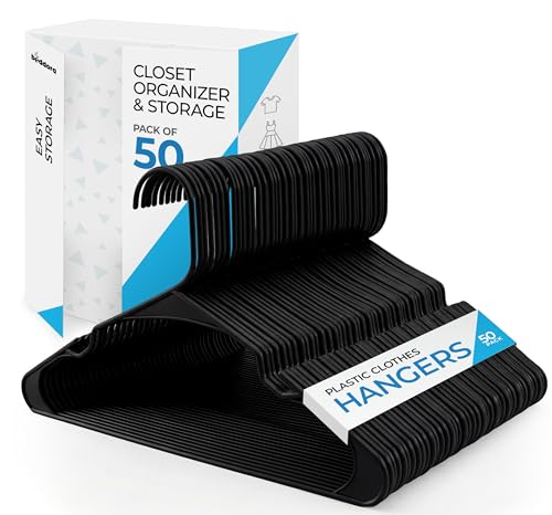 50 Pack Plastic Space-Saving Clothes Hangers