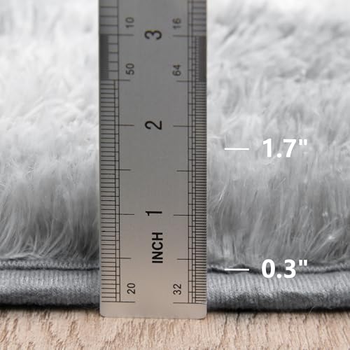 Awaytail Fluffy Rug Non Slip 4x6 Feet, Grey Tie-dye Soft Rugs for Bedroom, Light Grey Super Soft Plush Rug for Living Room