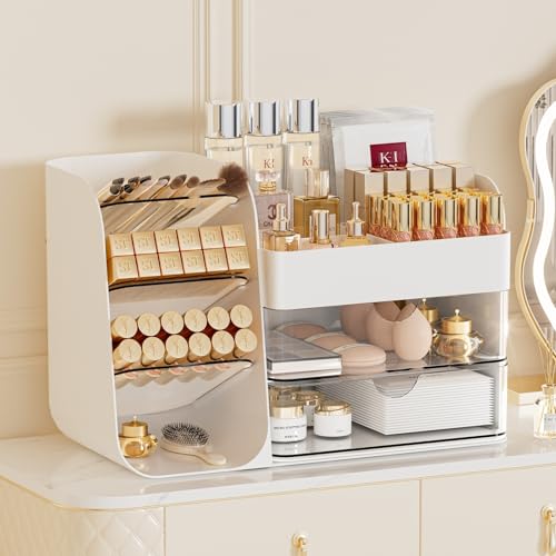 Large Capacity Countertop Makeup Organizer with Drawers