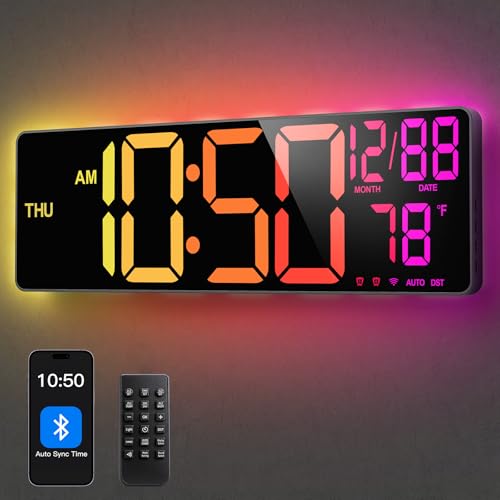 16-Inch Bluetooth Digital Wall Clock with RGB Display