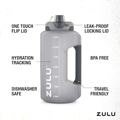 ZULU 64oz Motivational Water Bottle with Straw