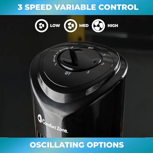 Comfort Zone 32" Bladeless Tower Fan, 3 Speeds