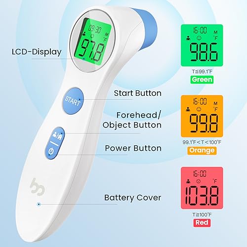 Thermometer for Adults, FSA Eligible, High Accuracy, No-Touch Digital Thermometer with Fever Alarm and Memory Function, Ideal for Babies, Kids, Home and Office Use