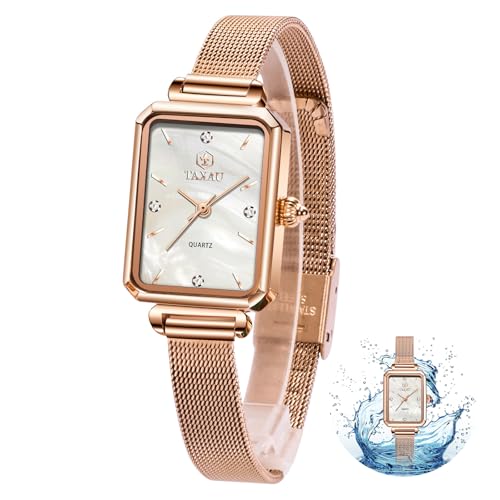 Women's Square Dial Quartz Mesh Bracelet Watch