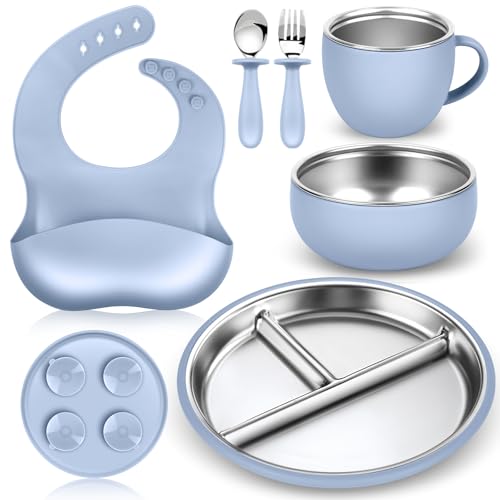 6 Piece Stainless Steel Toddler Plates and Bowls Set