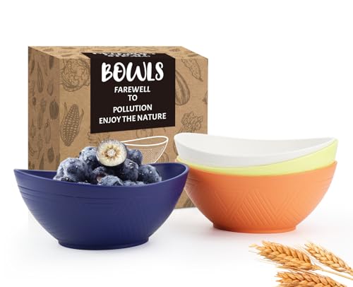 26oz Wheat Straw Unbreakable Cereal Bowls Set, Plastic