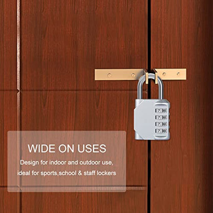 Diyife® Combination Lock, [2 Pack] 4 Digit Padlock Weatherproof for School Gym Locker, Filing Cabinets, Toolbox, Case - Silver