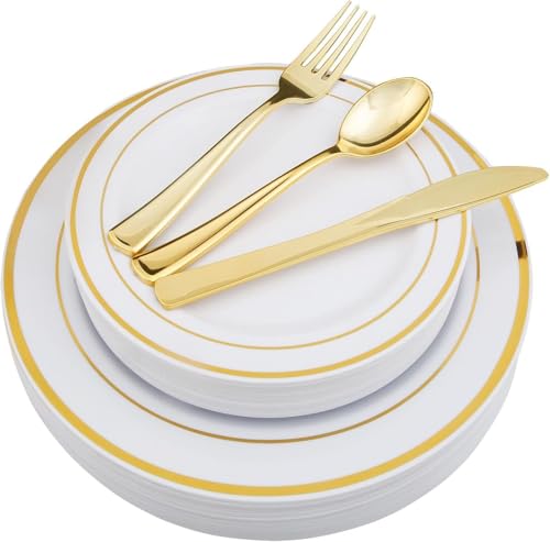 125 Pack Plastic Plates and Cutlery Set for Parties