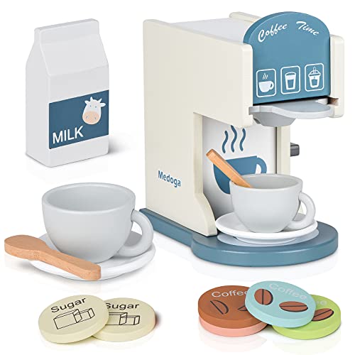 Wooden Toy Coffee Maker Play Kitchen Set