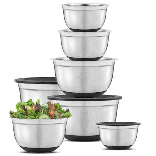 7 Piece Stainless Steel Mixing Bowls with Lids Set