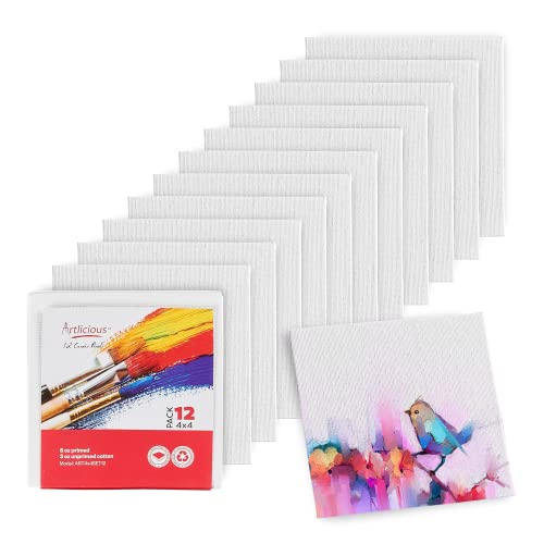 12 Pack Small Canvas Boards for Painting 4x4 Inch