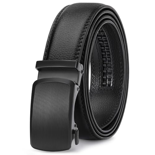Ratchet Micro-Adjust Leather Dress Belt