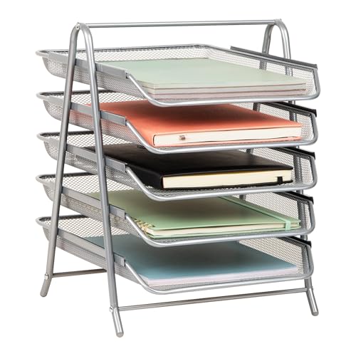 Mind Reader 5-Tier Metal Mesh Paper Tray Organizer