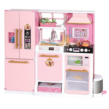 Disney Princess Style Collection Fresh Prep Gourmet Kitchen, Interactive Pretend Play Kitchen for Girls & Kids with Realistic Steam, Complete Meal Kit & 35+ Accessories