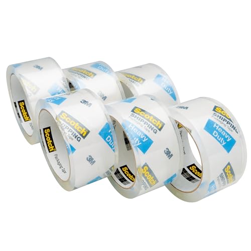 Scotch Heavy Duty Shipping Packing Tape, Clear, Shipping and Packaging Supplies, 1.88 in. x 54.6 yd., 6 Tape Rolls