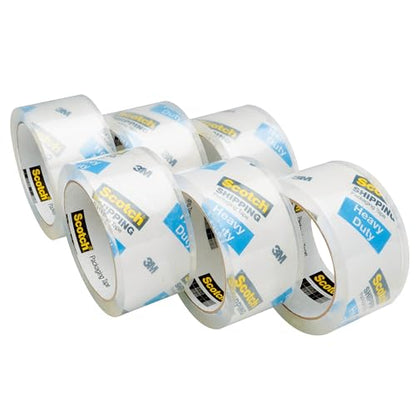 Scotch Heavy Duty Shipping Packing Tape, Clear, Shipping and Packaging Supplies, 1.88 in. x 54.6 yd., 6 Tape Rolls