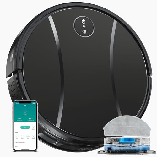 Tipdiy Robot Vacuum and Mop Combo, 4200Pa Powerful Robotic Vacuum Cleaner with Self-Charging, Home Automatic Robot Aspiradora for Hardwood Floor, Low Carpet, Pet Hair, App&Voice&Remote Control