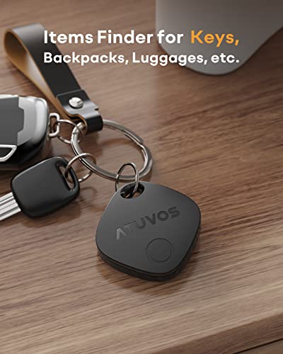 ATUVOS Keys Finder 2 Pack, Bluetooth Luggage Tracker Works with Apple Find My (iOS only), Item Locator GPS Tracker for Keys, Wallet, Suitcase, Bags, IP67 Waterproof, Privacy Protection, Lost Mode