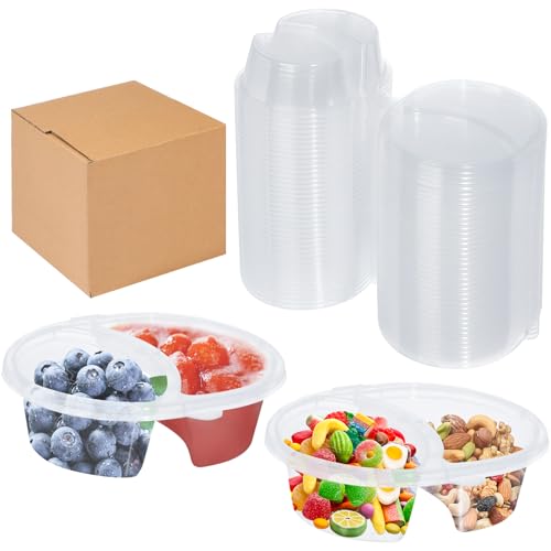 50 Pack Reusable 5oz Double-Compartment Snack Containers