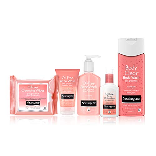 Neutrogena Body Clear Acne Treatment Body Wash with Salicylic Acid Acne Medicine, Pink Grapefruit Body Acne Cleanser to Prevent Breakouts on Back, Chest & Shoulders, 3 x 8.5 fl. oz