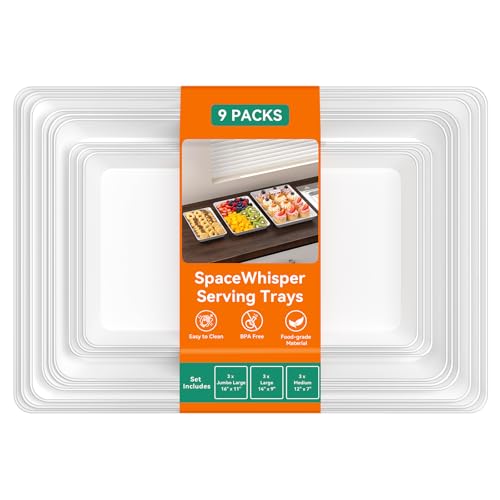 3 Pack Rectangular Serving Trays Reusable Platter Set