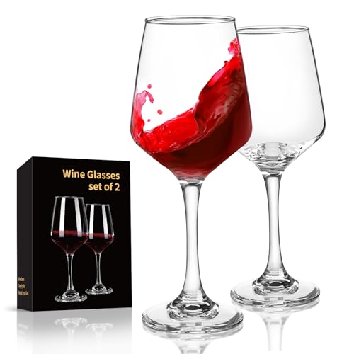 2 Pack Hand-Blown Crystal Wine Glasses 15oz