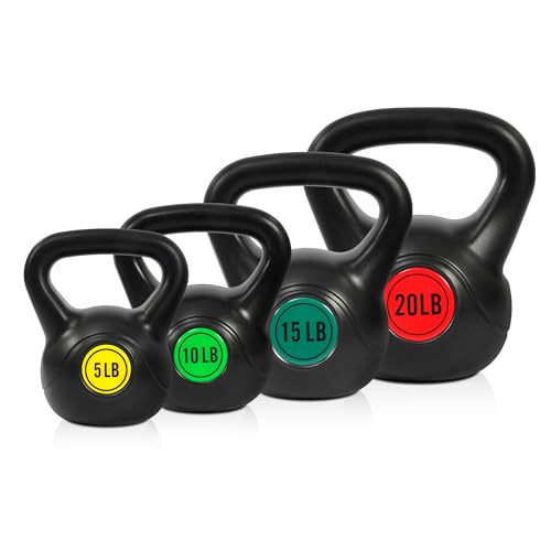 4 Piece Kettlebell Set Strength Training Weights