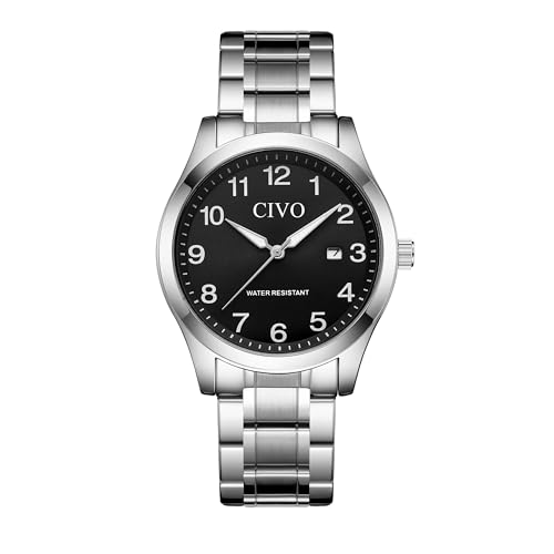 Easy-Read Waterproof Quartz Analog Wristwatch with Date