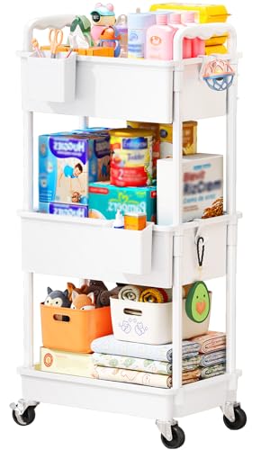 Rolling 3-Tier Baby Diaper Caddy Cart Organizer