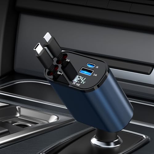 69W Retractable USB C Fast Charging Car Charger