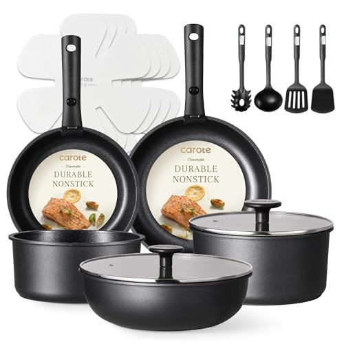17 Piece Nonstick Pots and Pans Set Detachable Handle