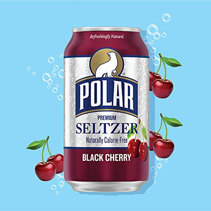Polar Seltzer Water Black Cherry, 12 fl oz cans, 18 pack