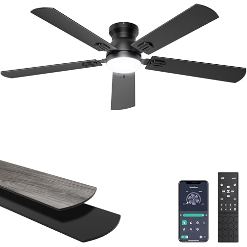 52-Inch Flush Mount Ceiling Fan with Light