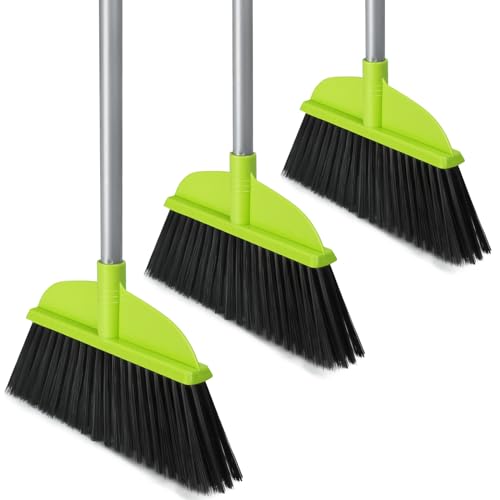 3 Pack Indoor Brooms for Hardwood Floor Sweeping