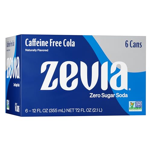 6 Pack Zevia Caffeine Free Cola Soda Cans