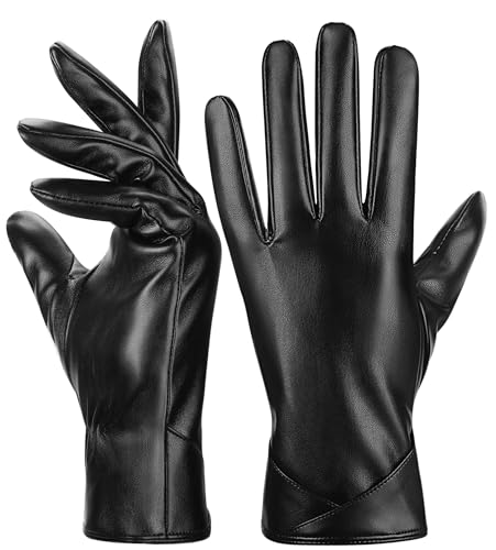 Aegend Touchscreen PU Leather Winter Gloves