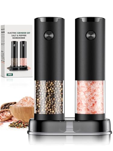 2 Pack Electric Salt and Pepper Grinder Set Automatic