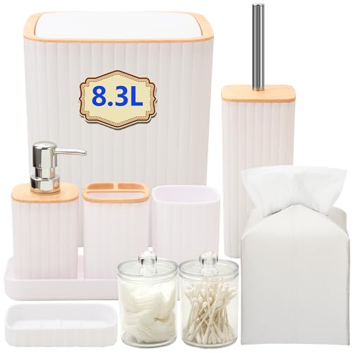 10 Piece Bathroom Accessories Set with Trash Can