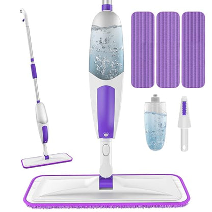 Microfiber Spray Mops for Floor Cleaning - SEVENMAX Floor Mop with 3 Washable Pads fit for Swiffer Powermop Dry Wet Mop for Wood Laminate Tile Ceramic Vinyl Flat Dust Mop for Hardwood Floor Cleaning