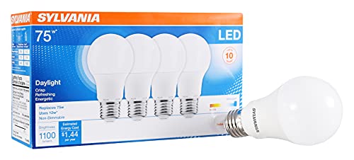 4 Pack LED 75W Equivalent A19 Light Bulbs