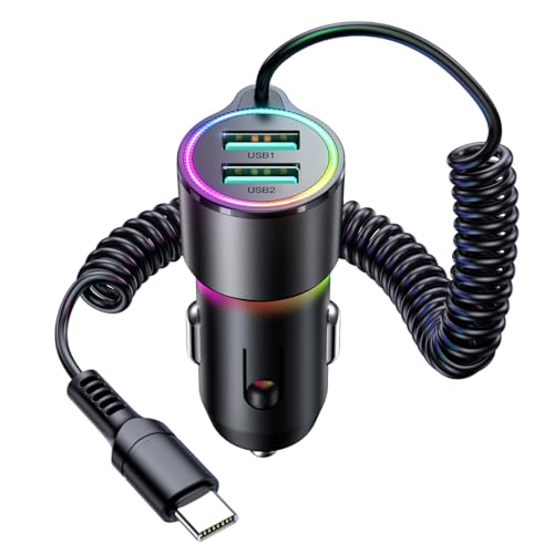 3.4A Dual USB Car Charger with Type C Cable