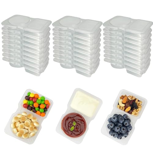 30 Pack Double-Compartment Condiment Containers with Lids