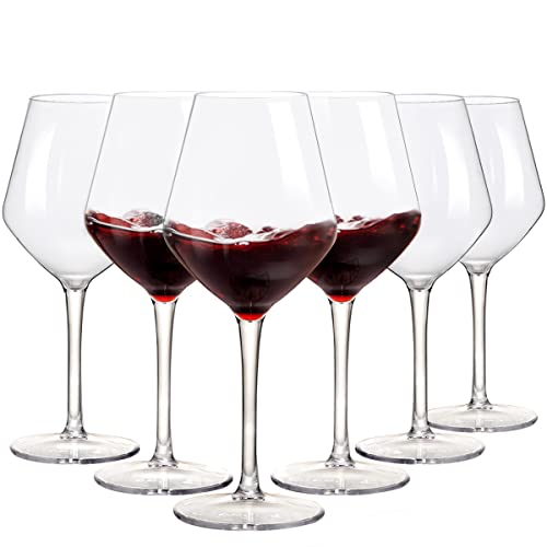 Ciaell 6 Pack Plastic Wine Glasses - 15OZ Unbreakable Wine Glasses, Tritan Wine Glasses with Stem - Disposable Stemmed Wine Glasses Perfect for Parties & Weddings & Poolside & Outdoors & Camping