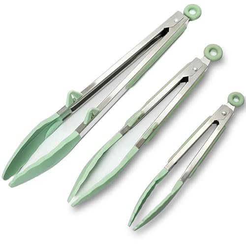 3 Pack Silicone Kitchen Cooking Tongs Set